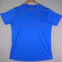 Haglofs Glee Hiking T-Shirt Men XL Blue Short Sleeve Outdoor Base Layer Stretch