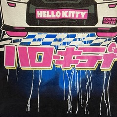 Sanrio Hello Kitty Tokyo Speed Racer Black T-Shirt Adult Unisex 2XL Colorful