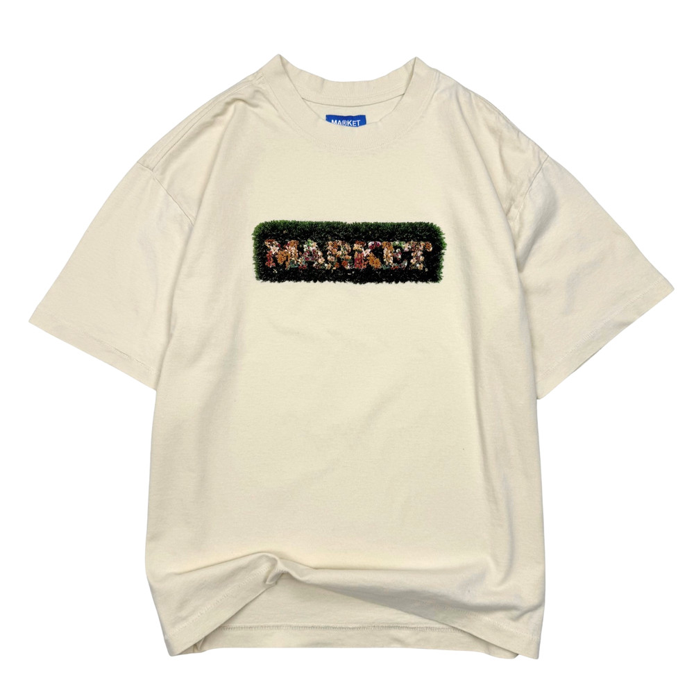 MARKET Chinatown Market T Shirt Mens XL Streetwear Cream Floral Grass Box Logo