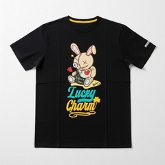 BKYS Men’s Lucky Charm Voodoo Bunny Graphic T-Shirt Black Cotton Spandex