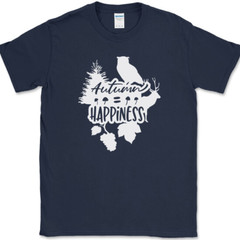 Autumn Happiness T-Shirt Fall Thanksgiving Holiday Seasonal Leaves Tee