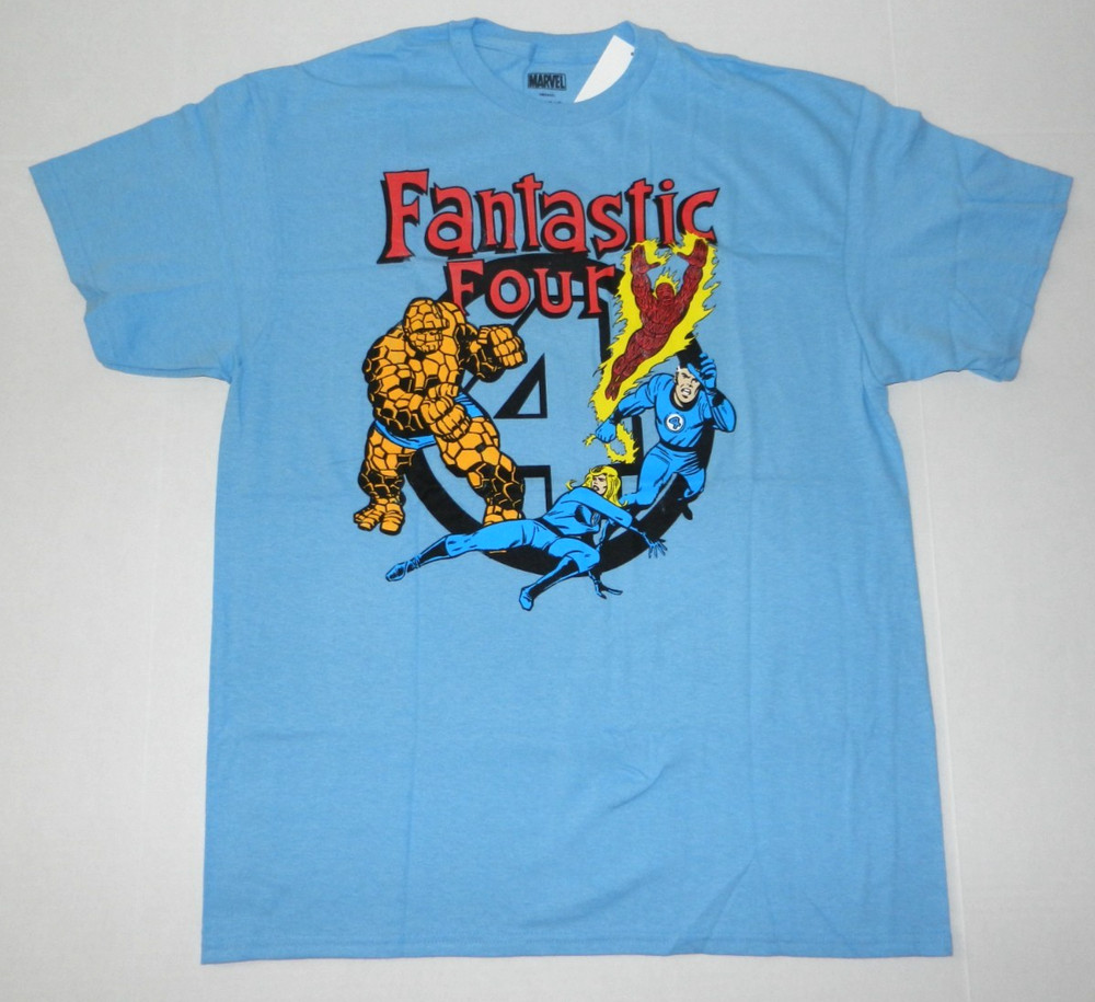 Marvel Fantastic Four Comic Blue Shirt New