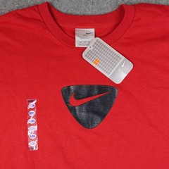 Vintage Nike Shirt Mens XXL Red Black Shield Swoosh Graphic Tee Deadstock Y2K