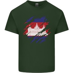Torn Cambodia Flag Cambodian Day Football Mens Light Cotton T-Shirt