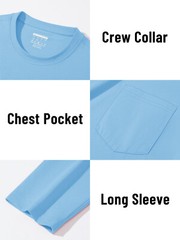 Men’s Cotton Casual Shirt Long Sleeve Chest Pocket Shirt Hiking Work Travel Tops