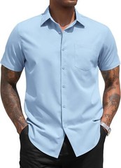 Men’s Short Sleeve Button Down Dress Shirt Business Casual Regular Fit