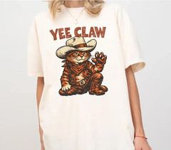 Yee Claw Funny Cat Shirt, Western Cat Tee, Cowboy Cat TShirt
