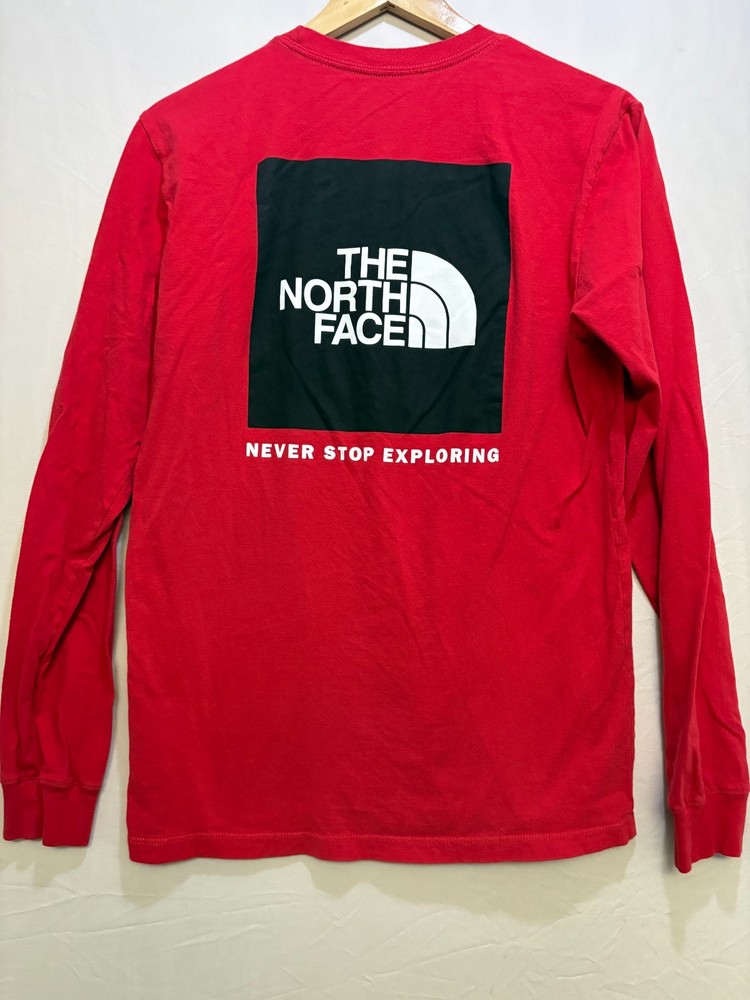 The North Face T-Shirt Men Red Never Stop Exploring Long Sleeve Crew Neck S