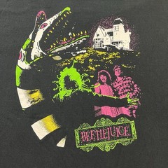 2020 Beetlejuice Neon Sandworm Graphic Print Black Cotton T-Shirt Adult Large