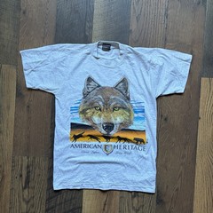 Vintage American Heritage Best FOTL Wolf Shirt Mens S Gray Murina Made USA 90s