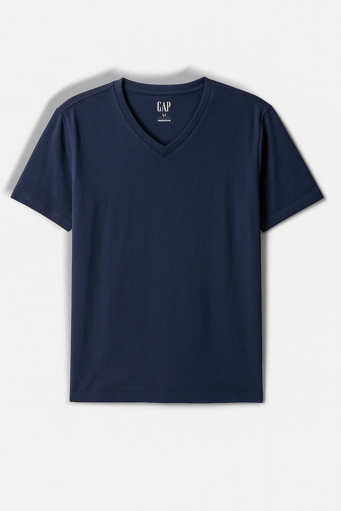 GAP Men’s V-Neck T-Shirt Navy Blue Size Large L Casual Soft Cotton Tee Top