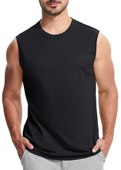 Mens Casual Workout Tank Gym Cotton Sleeveless Quick Dry Swim Sport Muscle Shirt