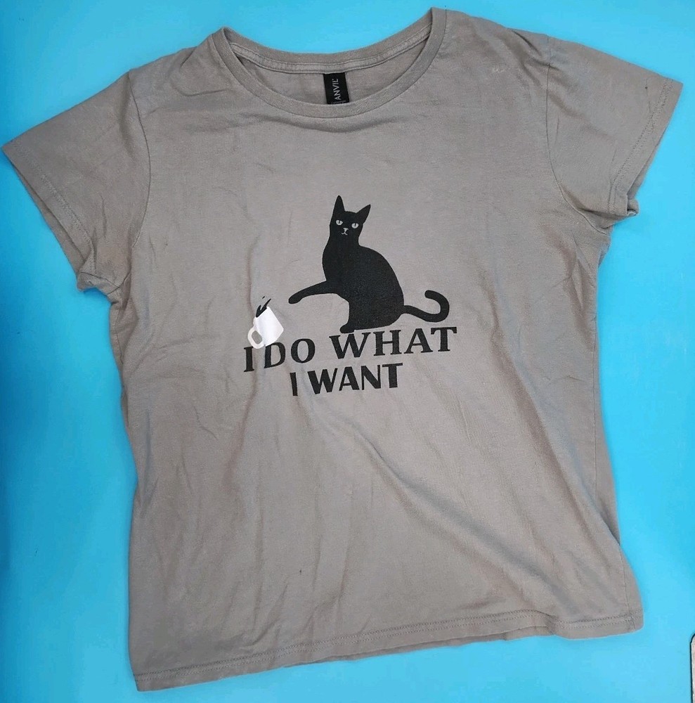 Anvil Lightweight Grey Cat T Shirt