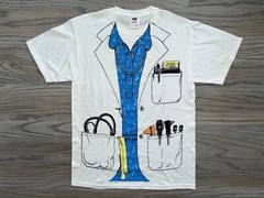 Vintage 90’s Leslie Arwin Doctor Lab Coat AOP T-Shirt Men Size M Gold Chain Med