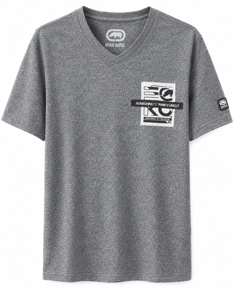 Ecko Unltd. Summer/Spring V-Neck T-Shirt-Grey Marled-New with Tag-Size (S-XL)