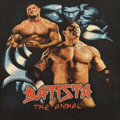 Vintage 20s Fruit of the Loom Batista The Animal Wrestling T-Shirt Mens XL Black