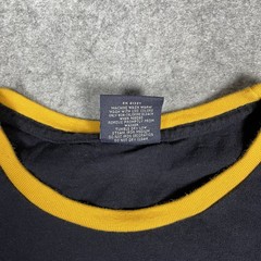 Polo Ralph Lauren Ringer T Shirt Mens M Vintage 90s RL 67 Spellout Navy Yellow