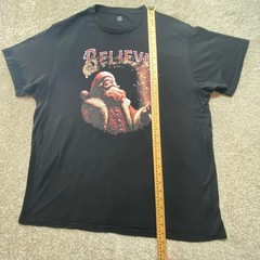 Holiday Time Shirt Mens 3XL 54-56 Black Believe Santa Graphic Tee