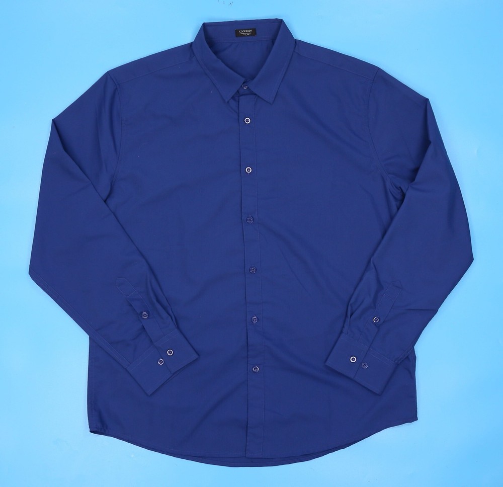 COOFANDY Men’s Shirt Long Sleeve. Blue. Size Large.