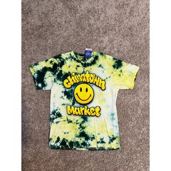 Chinatown Market Smiley Face Tie Dye T Shirt Green Yellow Graphic Streetwear (L)