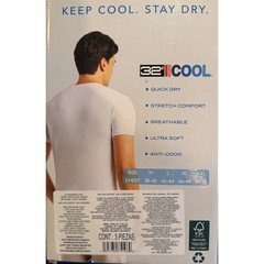 NEW 32 Degrees Cool Mens 3PK Short Sleeve Crew Neck T-Shirt White •L• Athleisure