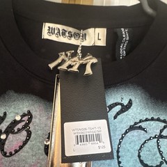 WATSON Religious Graphic Print Mens Crew Neck Short Sleeve T-Shirt Black L