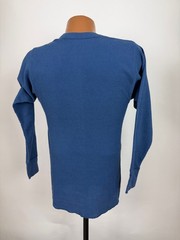 Vintage 80s Waffle-Knit Thermal Shirt Men Large Tight Stretch Outdoors Blue USA