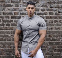 Camisa Elegante De Manga Corta Para Hombres Moda Botones Verano Negocios Casual