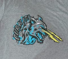 Gnasher Wolf Blue & Yellow Lightning Eyes Graphic Next Level Gray T-Shirt M