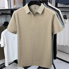 Short Sleeve V Neck Lapel T-Shirt for Men Breathable Business Casual Top