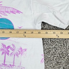 Vintage Myrtle Beach Shirt Mens Large White AOP 90s Single Stitch Palm Boat Art