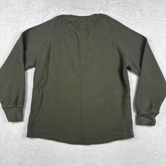 Iron & Resin Waffle Knit Shirt Mens M Green Henley Thermal Grid Sweatshirt