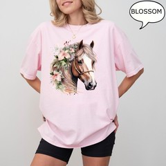 Retro Floral Horse Shirt Western Horse T-Shirt Vintage Cowgirl Rodeo Gift Tee