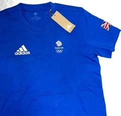 Adidas Training Shirt Team GB Olympic 100% Cotton Blue Men Women XS S M L XL 2XL