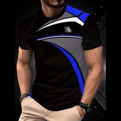 Men’s Short Sleeve Casual T-Shirt 3D Printed Polyester Moderate Elasticity