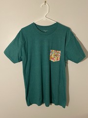 Blade + Blue T Shirt Mens Large Green Pocket Tee Made In USA Cotton Poly Casual
