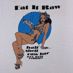 Vtg Half Shell Raw Bar T Shirt Mens XS/S Pinup Key West Florida Single Stitch