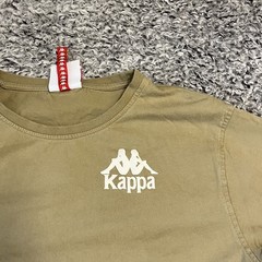 Kappa Shirt Adult Medium Beige White Logo Short Sleeve Outdoor 100% Cotton Mens