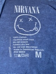 Nirvana Angel Wings Graphic T Shirt Mens Medium Blue Mineral Wash Band Tee