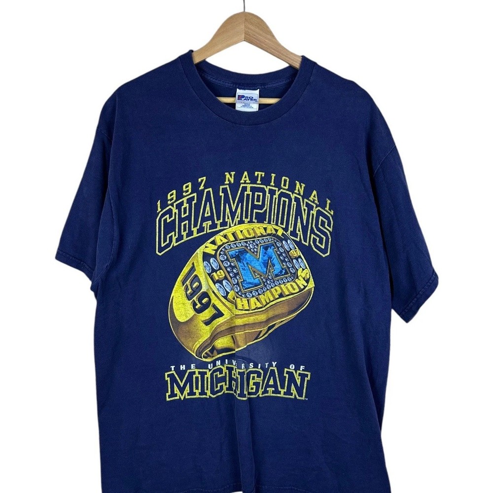 Vintage 1997 Michigan Wolverines Championship Ring Big Graphic Pro Player Sz XL