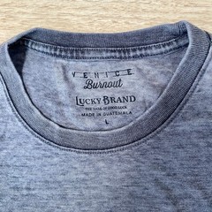 Lucky Brand T-Shirt Men’s L Jet Black (Gray) Buffalo Stars Venice Burnout Tee SS