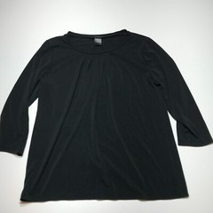 Ann Taylor Top Womens Size M Pleated Neck Crop Sleeve Blouse Black Stretchy
