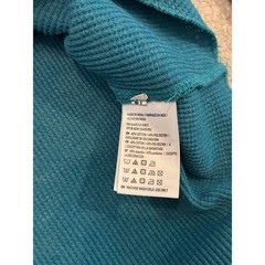 American Eagle Mens Medium Teal Blue Raglan Waffle Knit Henley Thermal Shirt