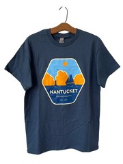 Good Land Supply Co. Graphic Tee Medium Nantucket Massachusetts Blue Dusk NEW