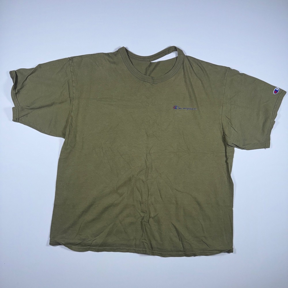 Vintage Thrashed Champion Mens Olive T Shirt