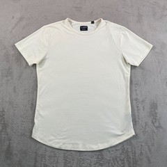 Cuts PYCA Pro Crew T Shirt Men Large Beige Curve Hem Stretch Logo Athletic Gym