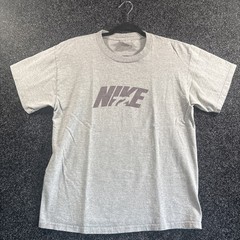 Vintage Nike Shirt Men M Gray Solid Graphic Print Spellout Casual Y2k Tee**206*