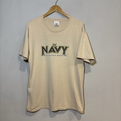7.62 Design Navy T-Shirt Military Graphic Print Short Sleeve Biege Size Large