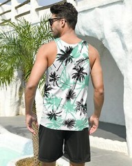 Mens Beach Tank Tops Fashion Graphic Quick Dry Sleeveless Shirt for Beach