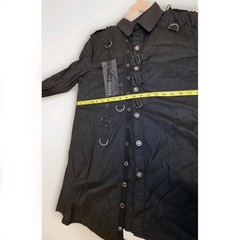 PUNK RAVE Men’s Punk Personality Asymmetric Shirt Slim Fit Casual Black Shirts